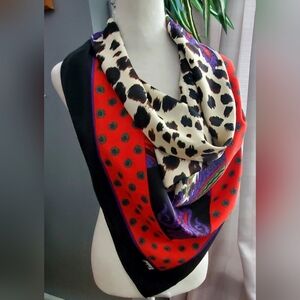 Celia Loe Silk Multicolor Patterned Scarf